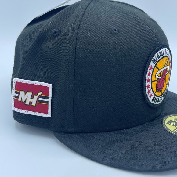 Miami Heat NBA New Era Cap Size 7 3/8 NWT Black - Picture 8 of 9